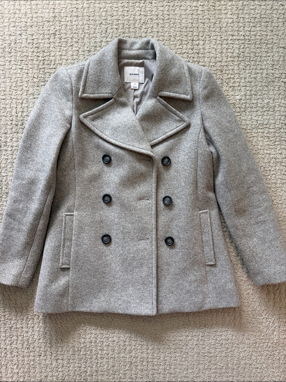 Classic Gray Lined Double-Breasted Peacoat